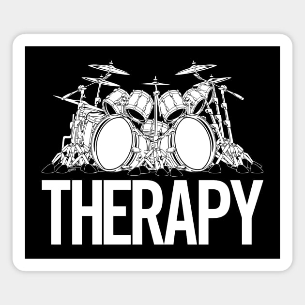 Drummers Therapy Drum Set Cartoon Illustration Magnet by hobrath